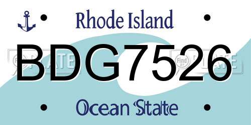 BDG7526 Rhode Island License Plate