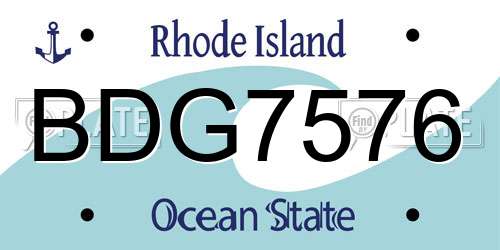 BDG7576 Rhode Island License Plate