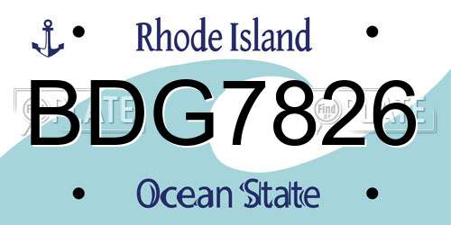 BDG7826 Rhode Island License Plate