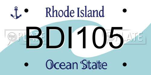 BDI105 Rhode Island License Plate