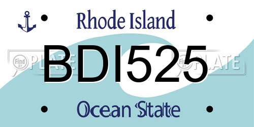BDI525 Rhode Island License Plate