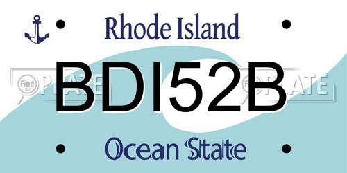 BDI52B Rhode Island License Plate