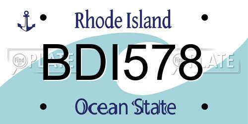 BDI578 Rhode Island License Plate