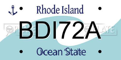 BDI72A Rhode Island License Plate