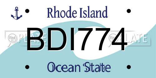 BDI774 Rhode Island License Plate