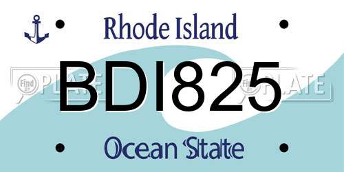 BDI825 Rhode Island License Plate