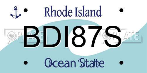 BDI87S Rhode Island License Plate