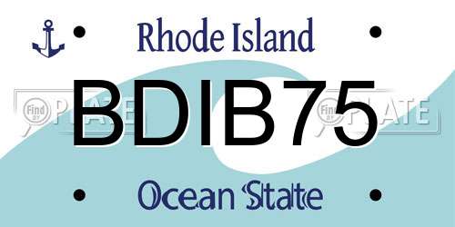 BDIB75 Rhode Island License Plate
