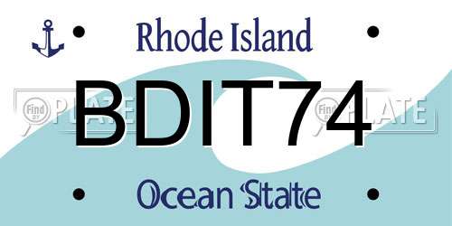 BDIT74 Rhode Island License Plate