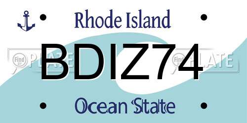 BDIZ74 Rhode Island License Plate