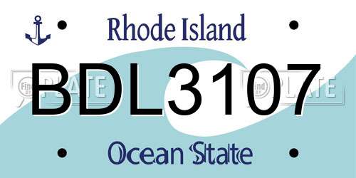BDL3107 Rhode Island License Plate