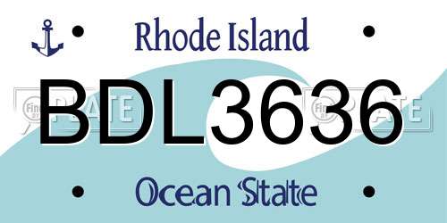 BDL3636 Rhode Island License Plate