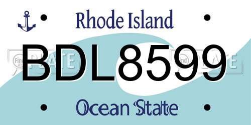 BDL8599 Rhode Island License Plate