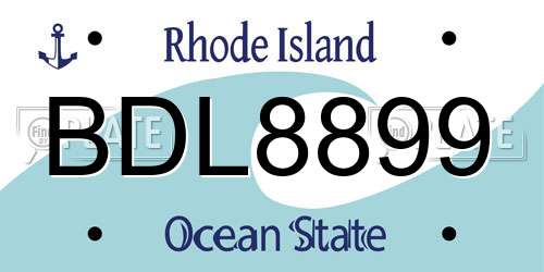 BDL8899 Rhode Island License Plate