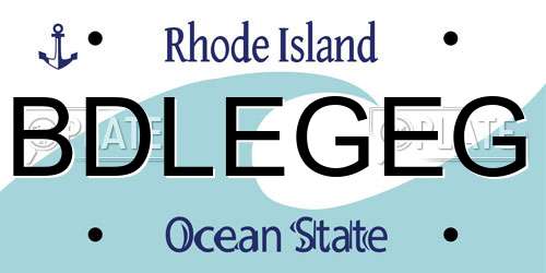 BDLEGEG Rhode Island License Plate