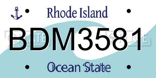 BDM3581 Rhode Island License Plate
