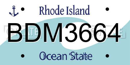 BDM3664 Rhode Island License Plate