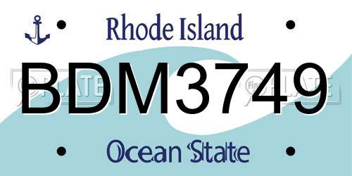 BDM3749 Rhode Island License Plate