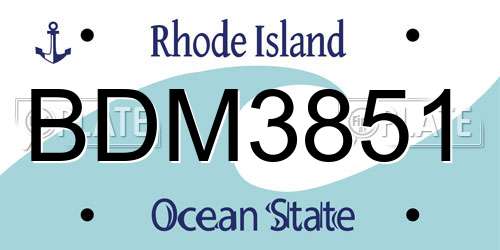 BDM3851 Rhode Island License Plate