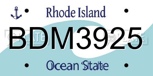 BDM3925 Rhode Island License Plate