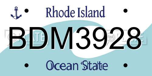 BDM3928 Rhode Island License Plate
