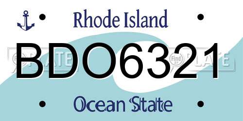 BDO6321 Rhode Island License Plate