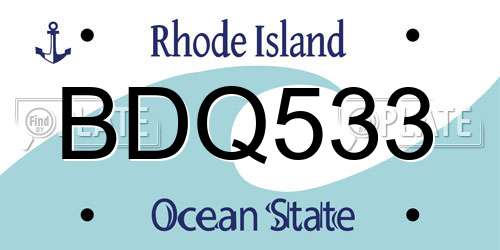BDQ533 Rhode Island License Plate