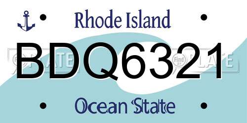 BDQ6321 Rhode Island License Plate