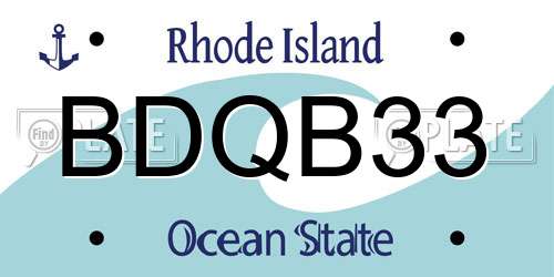 BDQB33 Rhode Island License Plate