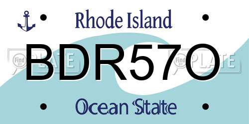 BDR57O Rhode Island License Plate