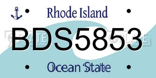 BDS5853 Rhode Island License Plate
