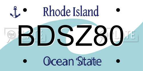 BDSZ80 Rhode Island License Plate