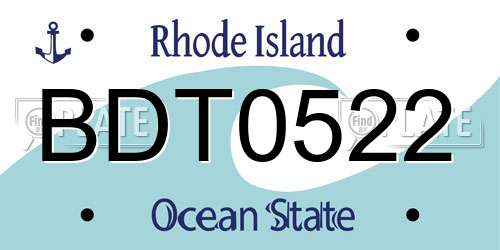 BDT0522 Rhode Island License Plate