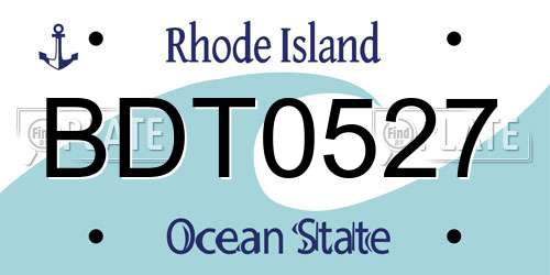 BDT0527 Rhode Island License Plate