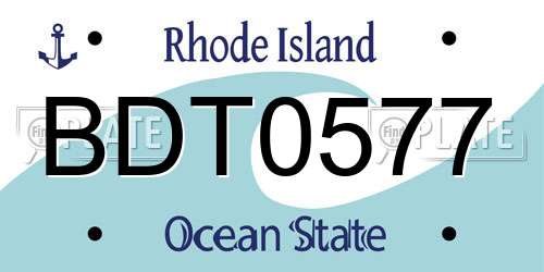 BDT0577 Rhode Island License Plate