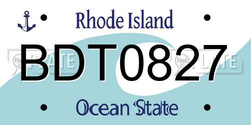 BDT0827 Rhode Island License Plate