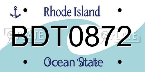 BDT0872 Rhode Island License Plate