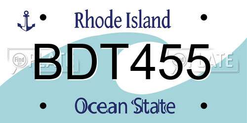 BDT455 Rhode Island License Plate