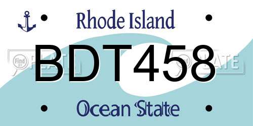 BDT458 Rhode Island License Plate