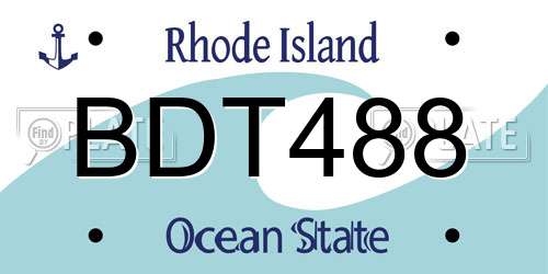 BDT488 Rhode Island License Plate