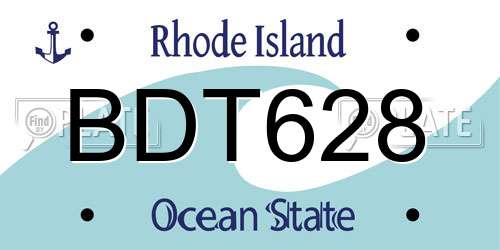 BDT628 Rhode Island License Plate