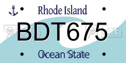 BDT675 Rhode Island License Plate