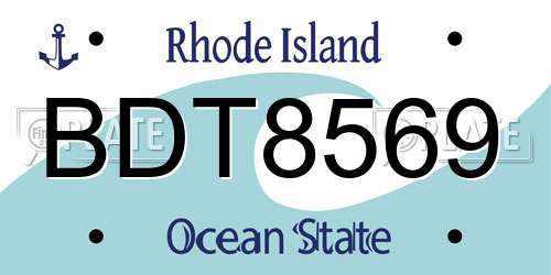 BDT8569 Rhode Island License Plate