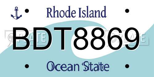 BDT8869 Rhode Island License Plate