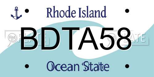 BDTA58 Rhode Island License Plate