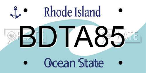 BDTA85 Rhode Island License Plate