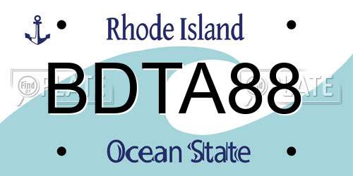 BDTA88 Rhode Island License Plate