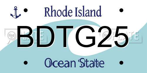 BDTG25 Rhode Island License Plate
