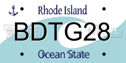 BDTG28 Rhode Island License Plate