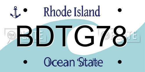 BDTG78 Rhode Island License Plate